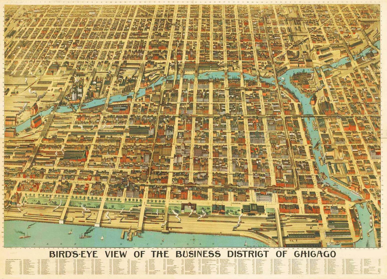 An early 20th century map of the Chicago business district.