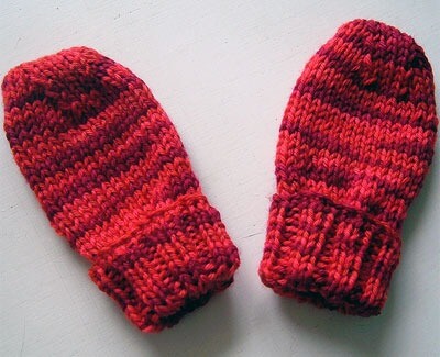 Red-and-black mittens