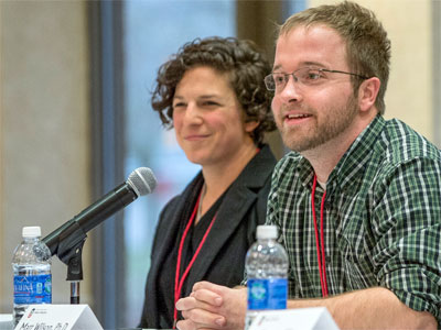 Sharon Moskowitz, an NIU graduate student, and Matt Wilson, assistant professor in the NIU School of Allied Health and Communicative Disorders.