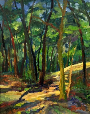 Josephine Burke. Woods at Oxbow. Oil on paper; (21 x 17 in.)