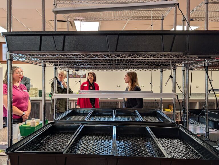 NIU students and staff learning about the Edible Campus