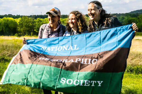 All National Geographic Explorers and professors at NIU, Jennifer Koop, Holly Jones and Karen Samonds recently joined about 20 fellow Explorers at the National Geographic Explorers Midwest Retreat in St. Louis. Photo courtesy of James Mills